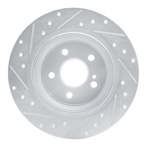 Mercedes-Benz E200 Brake Rotor (1) - Rear Right - R1 Concepts - Drilled & Slotted - Silver - `03-`16